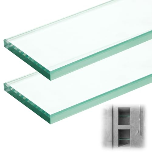 AceOrbit 3-1/8 Inch x 12-3/4 Inch Glass Shower Shelf Clear Glass Support Plate for Shower Niche