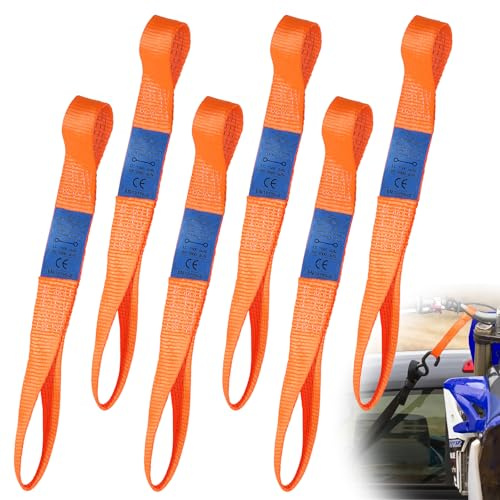 EFUTURETIME 6 x Zurrschlaufen 50cm, 1.500 daN, Gurtschlaufen EN 12195-2 | 5cm Breit Spanngurt Zurrgurt Schlaufen für Motorrad, Auto, Ladungssicherung