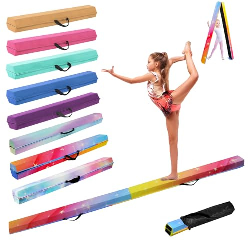 Trave Ginnastica Artistica per Casa 270 cm, Trave Pieghevole Ginnastica Portatile per Allenamento, Trave Equilibrio con Base In Gomma Antiscivolo per Bambini, Principianti e Ginnasti Professionisti