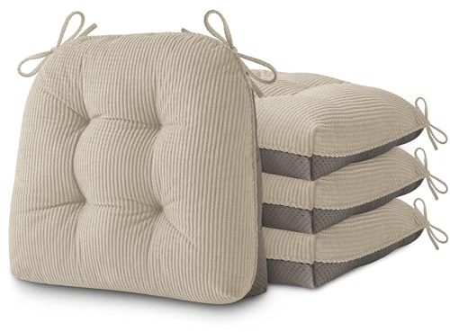 AddGrace Seat Cushions for Dining Chairs Set of 4,46x42x8cm Cream