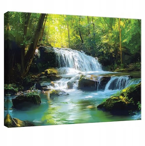 WallArena Leinwand Bilder 120x80 cm | Wasserfall, Leinwandbilder, Bild auf leinwand, Format: 120x80 cm (BxH) - einteilig auf Canvas Leinwand. Das Leinwand