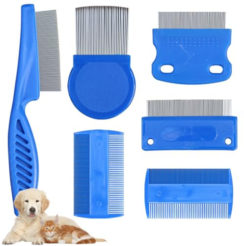 KIRZAX 6Pcs Peigne à Poux, Peigne Anti Puces pour Chat et Chien,Peigne Anti Puces Extra Fin Double Face, Peigne Anti Poux en Acier Inoxydable, pour Enfants, Adultes et Animaux de Compagnie