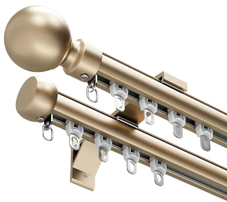 Double tringle à rideaux murale en aluminium, système coulissant à 2 voies, silencieuse et idéale pour cloisons de séparation et (d 4,7 m)