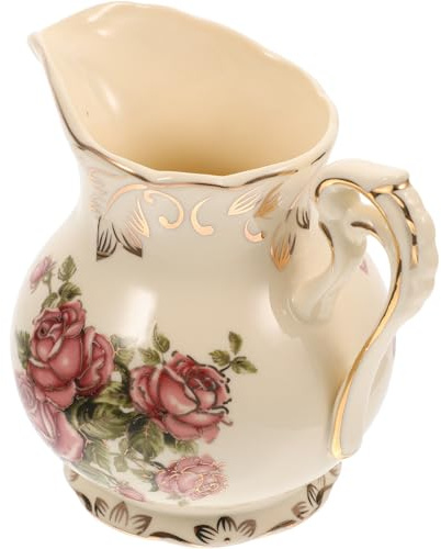 RUNROTOO Jarra de Cerámica Salsera Pequeña de 250ml Asa Cómoda y Diseño Europeo Práctica y Decorativa para Servir Leche o Salsa Hogar