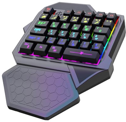GMBYLBY Clavier de Jeu mécanique à Une Main, de Repose-Poignet, Cordon Professionnel, Clavier mécanique à Une Main pour Le Jeu, Jeu Ergonomique avec Repose-Poignet