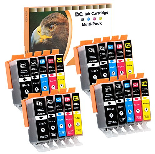 D&C 20x Druckerpatronen Kompatibel für Canon PGI-525 CLI-526 für Canon Pixma MG5300 MG5340 MG5350 MG6250 MG8150 MG8250 MX885 MX895 IP4840 IP4850 IP4900 MG5140 MG5150 MG5240 MX710 MX715 MG6100 MG6150