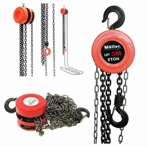 Vetrineinrete® Paranco manuale a catena 3 metri portata max 2000 kg con gancio girevole e frizionato argano sollevatore 2 ton fai da te N4