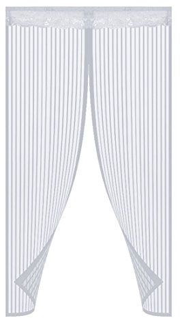 walolo Magnetic Fly Screen Door,140 x 240cm, Mosquito Net Mesh Curtain with Full Frame Hook and Loop Fasteners, White(Big Size)