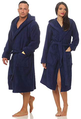 Class Home Collection Bademantel Damen & Herren mit Kapuze – 100% Baumwolle Frottee, weich & saugfähig – OEKO-TEX zertifiziert