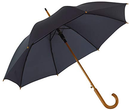 noTrash2003 Automatik Regenschirm Holzschirm Stockschirm Portierschirm mit gebogenem Rundhaken Holzgriff in 103 cm Durchmesser