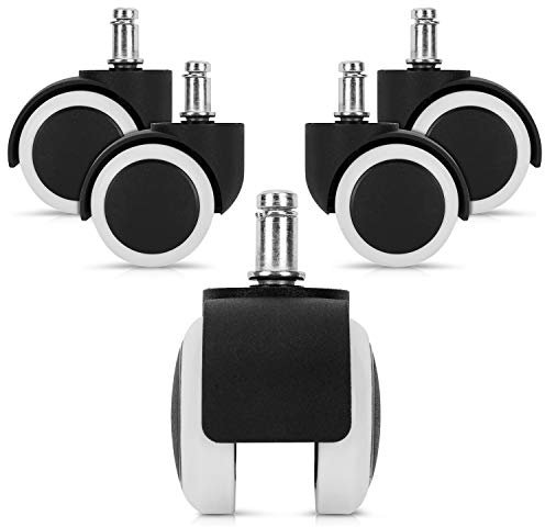 kwmobile 5x Hartbodenroller 10/50mm - auch für Weichboden - 360° Bürostuhl Rollen Ersatzrollen - Ersatz Bürostuhlrollen Set in Weiß