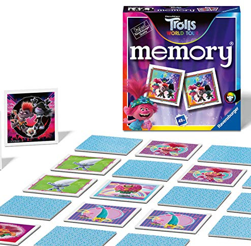 Ravensburger 20590 - Trolls 2 World Tour Mini Memory, der Spieleklassiker für alle Trolls Fans, Merkspiel für 2-6 Spieler ab 3 Jahren