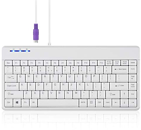 Perixx PERIBOARD-409PW Wired PS2 Mini Keyboard - 12.36x5.75x0.79 inches Dimension - White - US English Layout,PB-409PWUS-11829