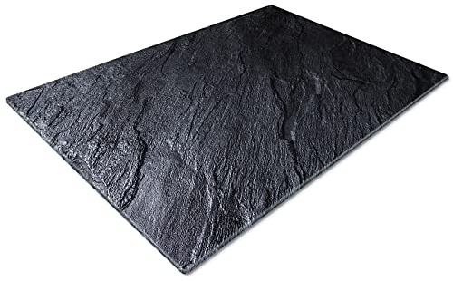 Glass Chopping Board - Over The Sink Worktop Protector | Heat Resistant Large Black Grey Slate Effect