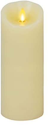 Luminara Scalloped Edge Flameless LED Candle - Ivory 3.5 x 8.75 - Real Wax Pillar Battery Operated Moving Flame w/Timer Unscented 1000Hr Runtime