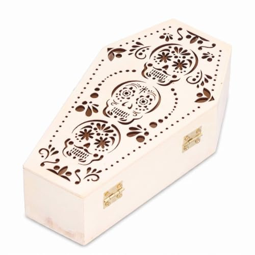 HERCHR Halloween Sarg Box, 2 Stück Holz Sarg Ring Box DIY Unvollendete Holz Sarg Ring Box für Halloween Party Dekoration(01)