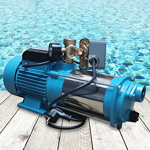 1300W Zentrifugalpumpe, Hauswasserwerk Gartenpumpe Druckschalter mit Manometer 4000L/h 9,8Bar (Druckschalter Gartenpumpe)