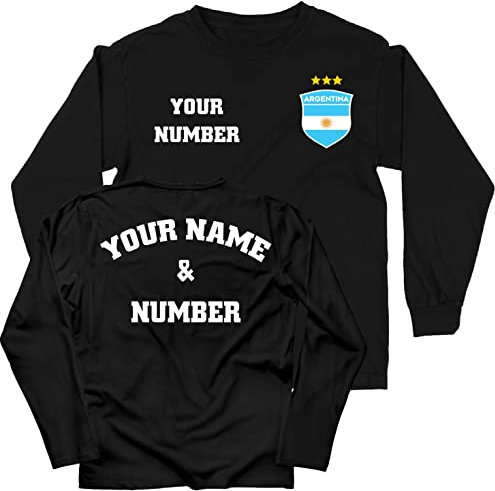 lepni.me T-shirt Barn Argentina Fotbollströja VM 2022 Mästare med Ditt Namn och Nummer | Argentinsk Flagga Märke Personlig Jersey Custom Topp (3-4 år Schwarz Flerfärgad)