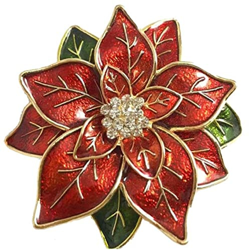 Lipfer Broche De Poinsettia De Noël Rouge, Poinsettia Rouge Fleur en De Noël Broche Épingles À Revers Bijoux pour Les Filles