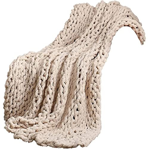 MHUQIA Decke Gestrickte Handgefertigt Klobig Grobe Strickdecke 200x200cm, Grobstrick Wolldecke Strickdecke, Wohndecken Kuscheldecke üBerwurf Decken FüR Sofa