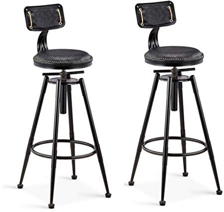 btd Taburete de Bar Retro Americano, Silla de Bar de Hierro, Restaurante de Cocina Taburete Alto Perno de Rotación Refuerzo de Perno Silla de Mostrador de Desayuno para el Hogar (Color : Black×2) The
