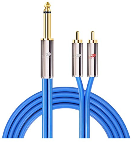 Câble Audio Haut de Gamme TS Jack 1/4 vers 2 RCA Compatible avec la boîte de Son de Guitare 6.35 vers Le câble de Blindage Double RCA 1M 2M 3M 5M 8M 10M (Color : Blu, Size : 15m)