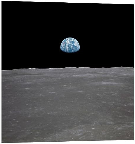 Posterlounge Apollo 11 – Aufgang der Erde über dem Mond Acrylglasbild von NASA 50 x 50 cm Schwarz Wandbilder Wanddeko