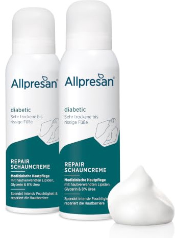 Allpresan diabetic REPAIR Schaumcreme mit Urea 125 ml (2er Pack) | Fußschaum für sehr trockene bis rissige Haut - Ideal bei Diabetes mellitus