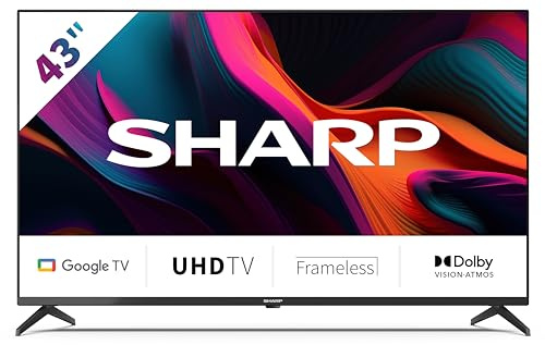 SHARP 43GL4260E Google TV 108 cm (43 Zoll) 4K Ultra HD Google TV (Smart TV ohne Rahmen, Dolby Atmos, Dolby Vision, HDMI 2.1 mit eARC)