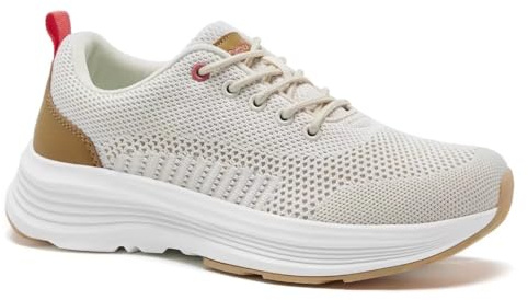 Women's Orthopedic Walking Shoes for Plantar Fasciitis: Cushioned Arch Support Fashion Sneakers for Outdoor, Breathable Casual Shoes with Eva Thickened Sole Beige Size 8.5