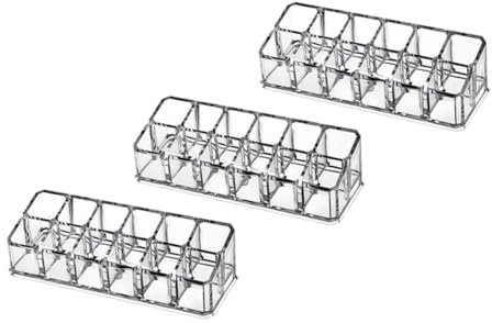 FRCOLOR Acrylic Lipstick Storage Box Clear Cosmetic Organizer with 6 Slots Multi-Functional Lipstick Display Case for Desktop and Dressing Table