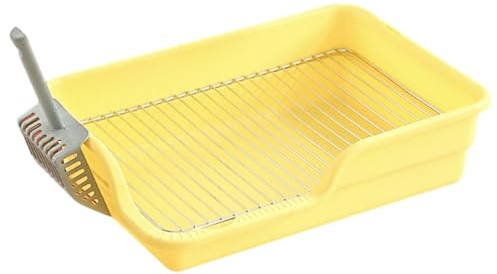Generic Stainless Steel Mesh Grids Toilet Dog Toilet with Protection Wall Every Side Indoor Dog Potty Tray Dogs Litter Case, Yellow Spacing 18mm, 48.5x34x12cm