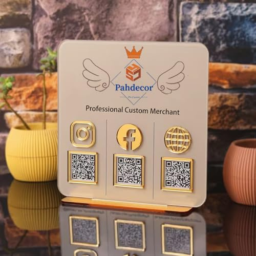 Pahdecor Multi-Scial-Media-Schild, personalisierbar, QR-Code, Business-Schilder, individuelles Scannen zum Bezahlen von Zahlungen, Instagram, Facebook, Zelle, Venmo, Cashapp-Logo, Schild für
