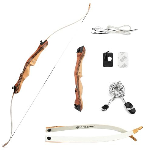 SHARROW Bogenschießen Recurve Bogen und Pfeil Set 48 54 Praxis Ausbildung Bogen Traditionell Holzbogen 10-20lbs mit 12pcs Fiberglaspfeile für Anfänger (Satz 1, 54-12lbs)