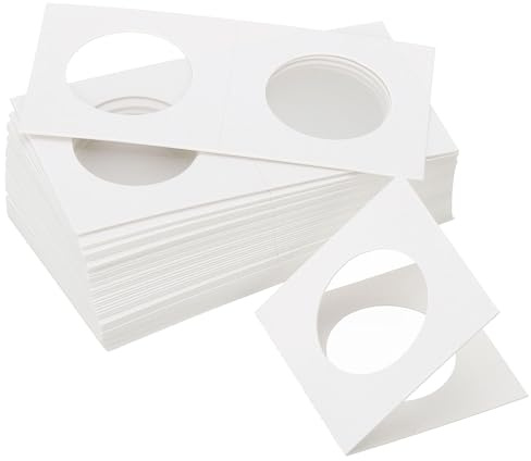 PATIKIL 2x2 Cardboard Coins Holders, 150 Pcs Coin Flips Cardboard Coin Holder Flips for 31.5 mm the Coin Collection Supplies Holder Storage, White