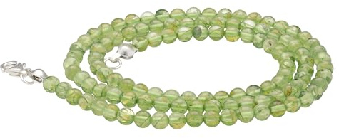 Peridot ädelsten kulkedja, Smycke + 925 silverlås 4 mm