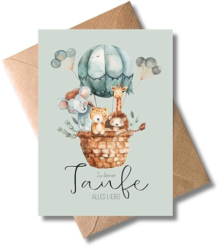 WBdesignz Niedliche Taufkarte mit Umschlag - Zur Taufe Alles Liebe - Liebevolle Glückwünsche zur Taufe - Herrliche Geschenkkarte für Täufling Eltern Paten (DIN A6)