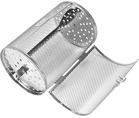 ANKROYU Rotisserie Basket, 12 * 18 cm Stainless Steel Bakeware Oven Rotate Nuts Beans Peanut Basket, High Temperature Resistant BBQ Oven Basket