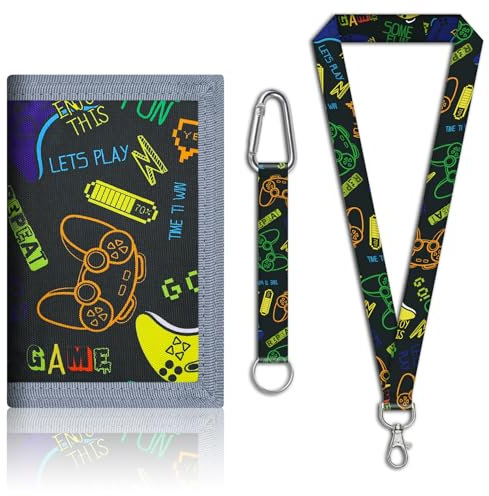 Fizdoqg Motiv Geldbeutel Kinder Portemonnaie Kinder Jungen, Portmonee Geldbörse Brustbeutel für Geburtstagsgeschenk, Schulanfang (Schwarz)