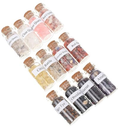 STOBAZA 12pcs Natural Gem Gravel Bottle Desktop Wishing Bottle Cork Stopper for Home Decor and Crafts