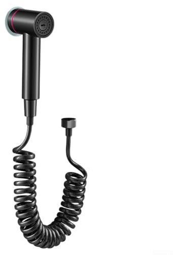 FUBESK Pomme de douche avec tuyau de 2 m, pulvérisateur haute pression réglable et portable, pour bidet WC, filtrabilité haute pression et économie d'eau, accessoires de salle de bain (noir)