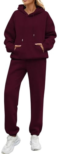 Ansenesna Jogginganzug Damen Set Gefüttert Winter Warm Zweiteiler Hausanzug Damen Kuschelig Elegant 2 Teilig Trainingsanzug Frauen Oversize Mit Kapuze Hosenanzug Sportlich Dicker Stoff Anzug