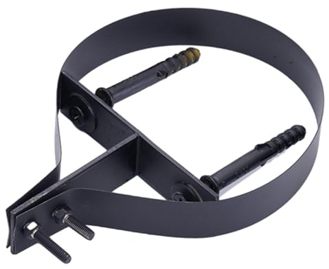 perfk 8 inch Chimney Pipe Bracket Wall Support Flue Liner Clamp, Hanging Metal Household Stove Pipe Clamp, Ring Pipe Hanger, Black