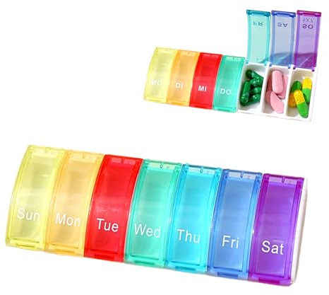 Tablettenbox 7 Tage,Wochenbox Tablettendose,Tablettenbox 7 Tage Klein für Medikamentenbox 7 Tage,Wochenbox Medikationshilfen Aufbewahrung Mini,Leicht zu Offnen,Dispenser für Medikamente Aufzubewahren