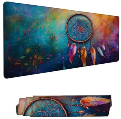 Mouse Mat Purple Mouse Pad,Gaming Mouse Pad Dream Catcher Desk Mat Large 600x300x3mm,Desk Pad with Non-Slip Base,Extended Waterproof Mousepad,Stitched Edges Mouse Pads,Desk Accessories,Gifts Hs-321