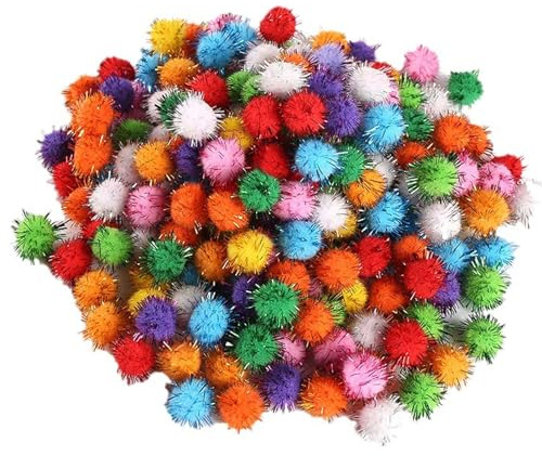 200Pcs Pom Poms, Pompoms for Crafting, Pompoms, Pom Poms Craft, Pom Pom, Craft Pom Poms, Mini Pom Poms, Glitter Pom Poms, Small Pompoms for Crafting for Crafts DIY Decorations(Multicolored)