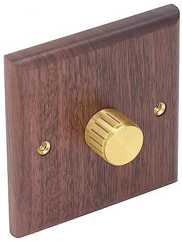 Wooden Brass Knob Dimmer Switch LED Lamp Dimming Light 200- Home Decor