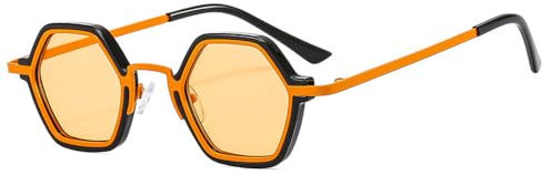 WNCKSQ Lunettes de soleil rétro polygonales carrées pour femmes, verres transparents dégradés, style punk, UV400, noir champagne, 1
