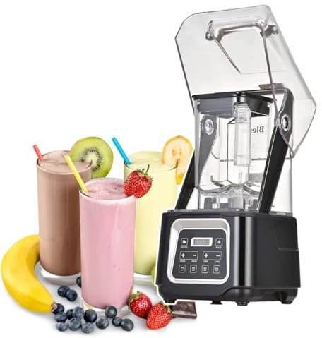 HCAUYNN Frullatore Tritaghiaccio da 1,5 L, Funzione Preimpostata Personalizzabile, Frullatore Professionale con Copertura Insonorizzata, per Tritare Ghiaccio, Frullati, Purea