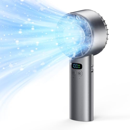 RIMIRICO Hand Held Fan, 100 Speeds Portable Fast Cooling Handheld Fans for Women & Men, 5200mAh Rechargeable LED Display Mini Powerful Personal Fan for Outdoor Travel Home Office (Black)